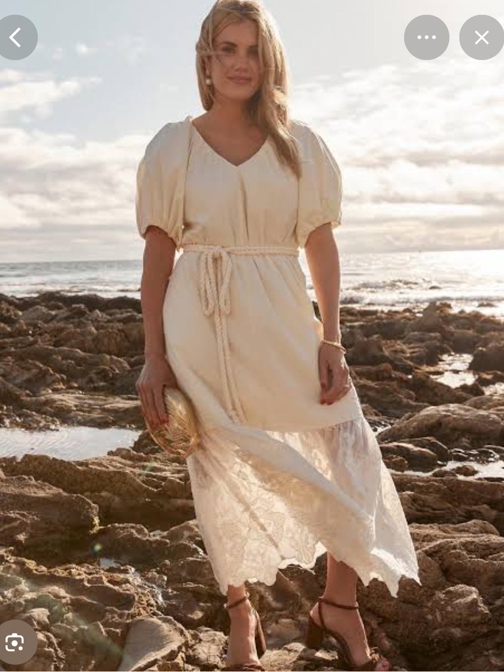 Tuckernuck X Studio McGhee Cream Lace-Hem Maxi Skirt, Size XS, EUC